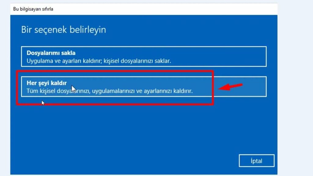 bilgisayari sifirlama windows 10 temiz bir baslangic
