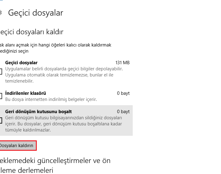 eski windows dosyalarini silme disk alani acin