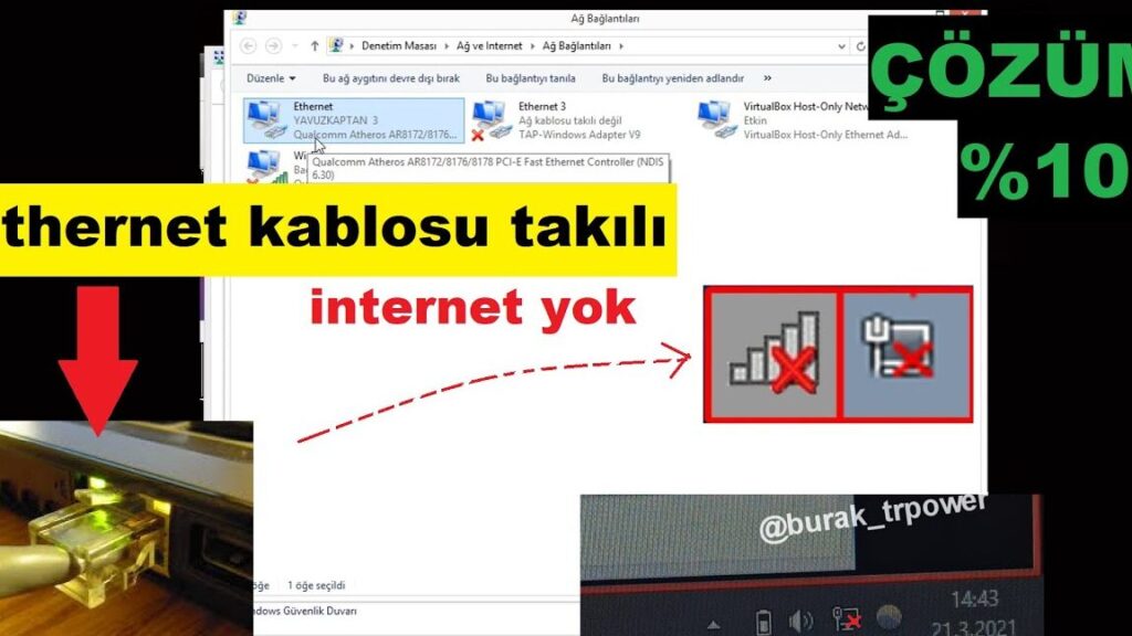 Ethernet Kablosu Takılı Ama İnternet Yok (Windows 10)! 5 ethernet kablosu takili ama internet yok windows 10