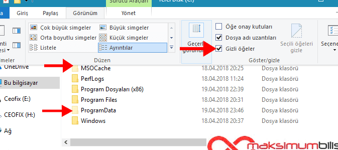 gizli dosyalari gosterme windows 10 tum dosyalariniza erisin
