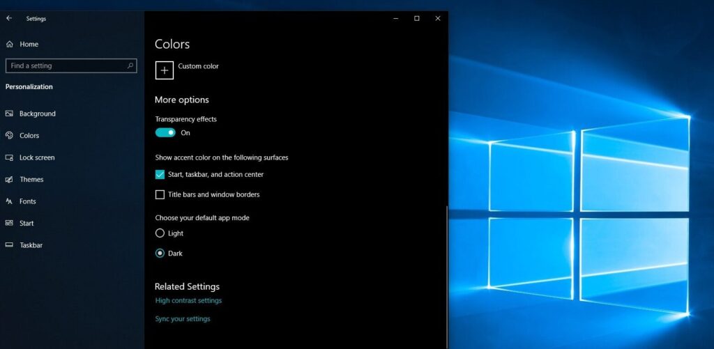 windows 10 karanlik mod goz yorulmasini azaltin