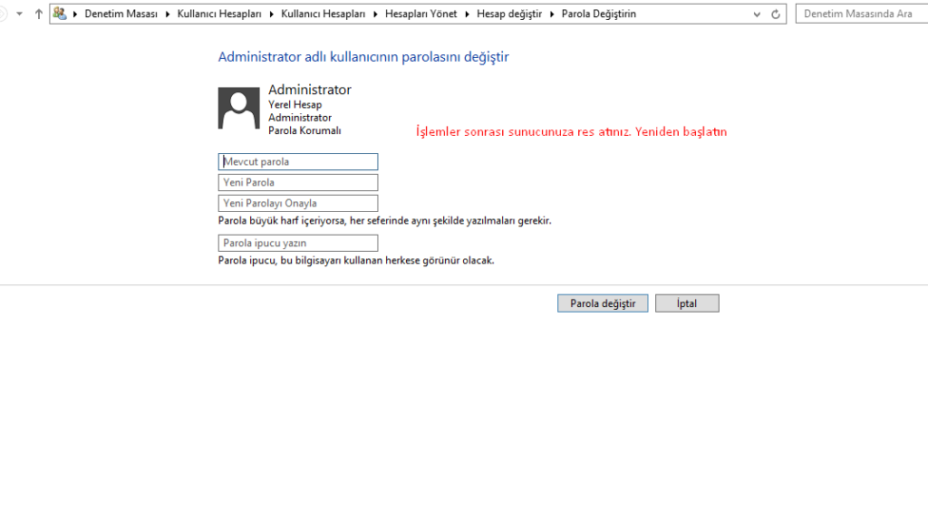 windows 10 parola degistirme guvenliginizi artirin