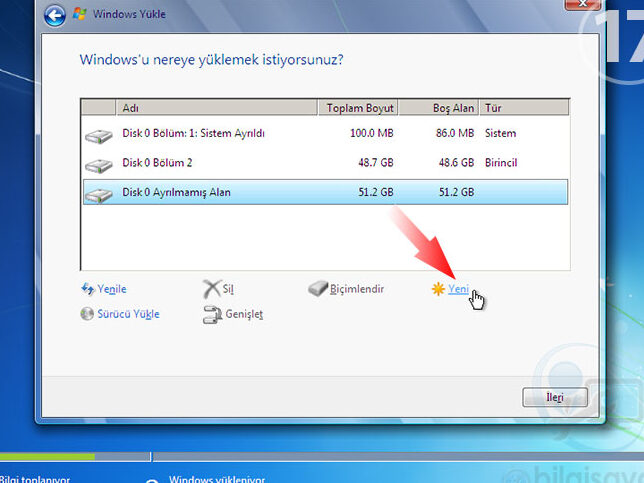"Windows'u Nereye Yüklemek İstiyorsunuz?" - Doğru Bölümü Seçin 1 windowsu nereye yuklemek istiyorsunuz dogru bolumu secin