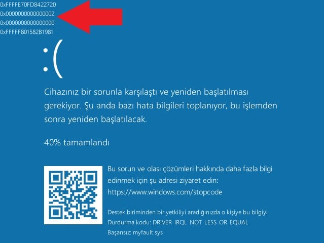Windows 10 parametreli BSoD