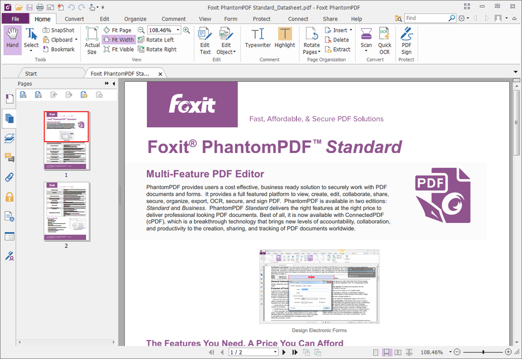 foxit phantom pdf standard screenshot