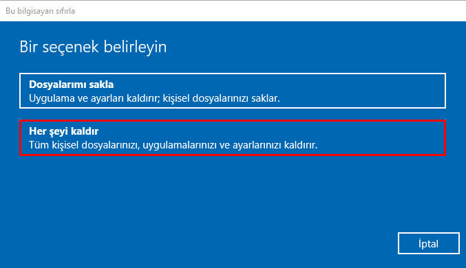 windows 10 sifirlama nasil yapilir 3
