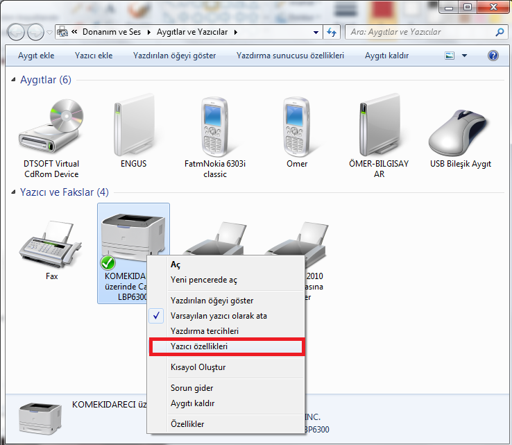 Kablosuz Bağlantı: Bilgisayarı Yazıcıya Bağlamak Windows 10! 7 yazici paylasimi2