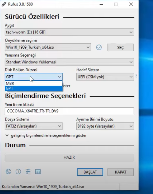 Windows 10 Format Atma USB: USB ile Format Atma 8 1171424
