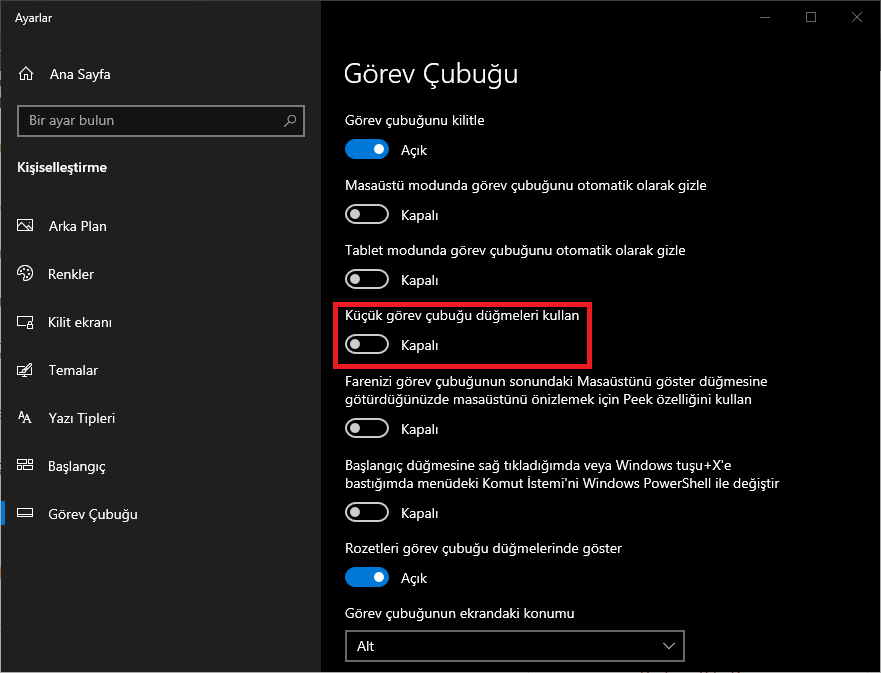 Windows 10 Görev Çubuğu Simgeleri Küçültme: Daha Fazla Alan 8 396554
