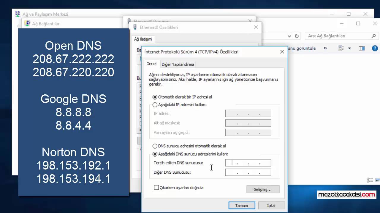 Güvenli İnternet: Yasaklı Sitelere Giriş DNS Ayarları Windows 10! 7