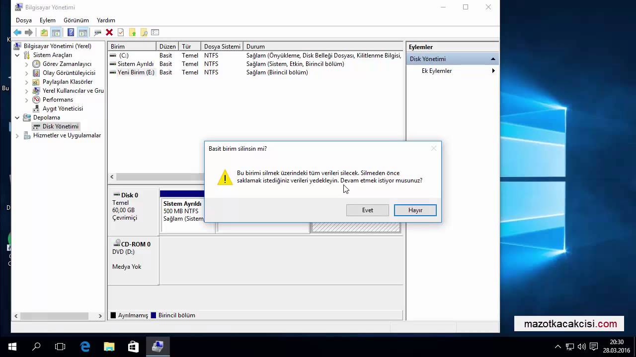 Disk Birleştirme: Harddisk Birleştirme Windows 8! 8